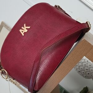 Anne Klein Burgundy Crossbody Bag with Gold Accents